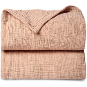 Lulu moon Muslin Quilt Blanket, Crib Blanket for Baby and Toddler,47x47 Inches(Pink)