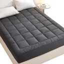 Quilted Fitted Mattress Pad, Quilted Fitted Premium Mattress Protector, Elastic Fitted Mattress Topper Protector and Cover Stretches up to 16 Inches Deep, Soft, Breathable, Machine Washable (Twin, Dgrey)