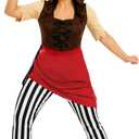 fun shack Women's Pirate Costume, First Mate Adult Halloween Outfit, Classic Pirate Dress for Parties and Events (Large)