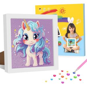 Genius maker Diamond Art Kits with Frame, 5D Diamond Art Kits, Unicorn Diamond Gem Art for Girls Boys, Diamond Dots Kits, Painting Arts and Crafts for Home Wall Decor(7x7inch)
