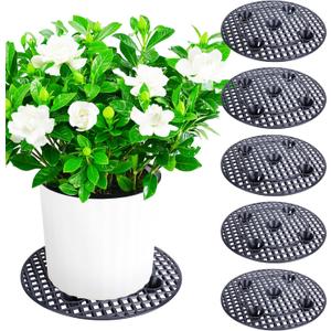 6Pack Large 15" Plant Level Pot Elevator, Heavy Duty Plant Stands, Plant Pot Saucer for Prevent Rot and Damage on Patio & Deck (40cm-6pcs, Black)