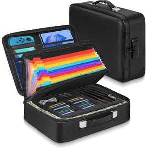Fireproof Document Box with Combination Lock, Waterproof, Used for Storing Important Files, Certificates, Passport, Portable Travel Safe Hard Case Document Organizer (Black)