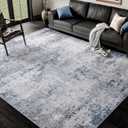 HUGEAR 5x7 Washable Rugs Grey Blue Hallway Area Rug Indoor Accent Rug Abstract Non Slip Low Pile Carpet Distressed Throw Aesthetic Rug for Bedroom Living Room Office Dining Room Kitchen Laundry Room