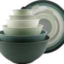 COOK WITH COLOR Mixing Bowls with TPR Lids - 12 Piece Plastic Nesting Bowls Set includes 6 Prep Bowls and 6 Lids - Microwave Safe (Sage)