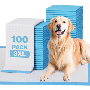 JollyMate Dog Pee Pads Extra Large 36"x36",100 Pack 3X-Large Super Absorbent Pet Training Pads with Adhesive Tabs, 6 Layers Thick Leak-Proof Potty Pads for Dogs and Puppies