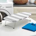 Whitmor Foldable Tabletop Ironing Board with Removable Scorch-Resistant Cover, Metal Mesh Frame, Retractable Hook & Non-Slip Feet, Portable & Easy Storage, for Home, Dorm & Travel, Grey/White Striped