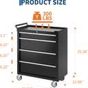 Garvee Rolling Tool Chest, 4 Drawers Tool Storage Cabinet, Toolbox with Wheels, Portable Tool Cabinet Organizer with Locking System & Drawer Liners, Tool Storage Cart for Garage, Workshop, Black