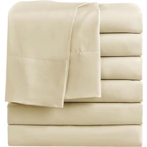 FreshCulture Twin Flat Sheets Only, Pack of 6, Soft Microfiber Bedding Sheets for Home, Salons, Hotels, Bulk Flat Sheets Only Twin Size (Beige)