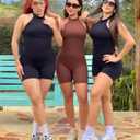 Popilush Workout Rompers for Women Built in Shapewear Summer Jumpsuit Unitard Bodysuit Halter Neck Backless Tummy Control Jumpsuits, Small, Black
