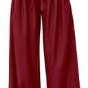 PRETTYGARDEN Womens Spring Wide Leg Dress Pants Business Casual Work High Waist Baggy Tie Trousers Pleated Palazzo Slacks (Red, XXL)