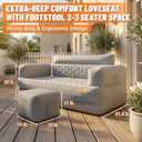 Inflatable Couch Loveseat with Footstool, Camping Couch with Detachable Built-in Pump, Inflatable Sofa with Breathable, Puncture-Resistant Fabric Texture Cover, Camping, Beach, Backyard Party