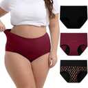 INNERSY Period Underwear for Women High Waisted Leak-Proof Postpartum Menstrual Panties 3-Pack 3XL