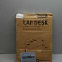 BUYIFY Folding Lap Desk, 23 Inch Portable Wood White Laptop Bed Desk Lap Desk with Cup Holder, for Working Reading Writing, Eating, Watching Movies for Bed Sofa Couch Floor