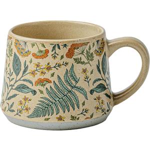 Large Ceramic Coffee Latte Mug, Cute Cup for Women, Ideal for Green Tea or Coffee,Hand Painted Floral Design Pottery MugSummers Whisper