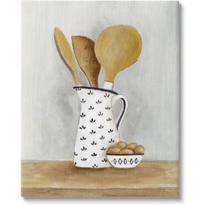 Stupell Industries Kitchen Eggs & Utensils Still Life Canvas Wall Art, Design by Janet Tava (16"L x 20"W)