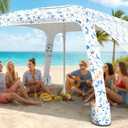 Beach Cabana, 6.5'×6.5' Cool Cabana, UPF50+ Beach Canopy, Adjustable Height Beach Tent Sun Shelter, Sun Umbrella with Removable Side Wall, Beach Shade for Beach, Garden, Camping(Fish Print)