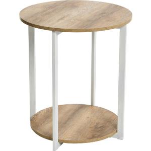 Household Essentials Coastal Oak Round End Table 2 Tier