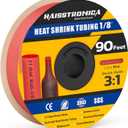 haisstronica 3:1 Heat Shrink Tubing, Shrink Ratio Adhesive Lined Marine Grade Heat Shrink Tube for Home, Automotive and Industrial (Red) 90FT 1/8inch