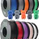 10 Pack PLA 3D Printer Filament Bundle, 1kg Spool (2.2lbs) | 1.75 mm, Dimensional Accuracy +/- 0.02 mm, Black White Grey Red Green Purple Skin Blue Orange Silver,10 color