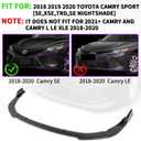 Archaic Front Bumper Lip Spoiler Compatible for 2018 2019 2020 Toyota Camry Sport [SE,XSE,TRD,SE Nightshade], Splitter Under Chin Spoiler Body Kit Camry Accessories