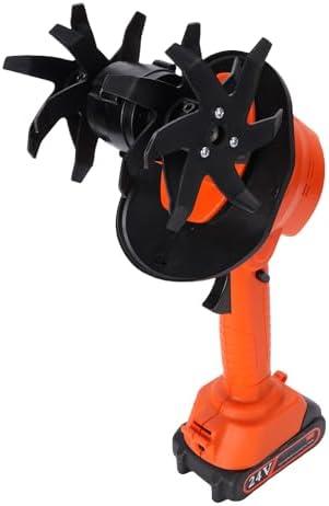 24V Cordless Electric Tiller with 2 Rechargeable Batteries, Handheld Garden Cultivator for Soil Aeration, Weeding, Lawn Trenching | Mini Hand Tillers for Gardening | Hand Held Battery Powered Tiller