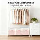 Large Closet Organizer Bins with Lids 4 Pack - 23 QT Collapsible Decorative Storage Boxes with Lids - Clothes Storage Bins with Handles - Fabric Containers for Living Room, Dorm, Nursery - Pink