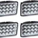 DOT Approved 4X6 LED Headlights Compatible with Freightliner FL60 FL70 FL80 Classic FLD120 FLD112 - Rectangular Square Clear Sealed Beam H4651/H4642/H4652/H4656/H4666/H4668/H6545 Replacement 4PCS
