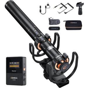 COMICA VM30 Shotgun Microphone with Wired & Wireless Modes, USB C Digital Output, 75/150Hz Low Cut, Super Cardioid Video Mic for Canon, Nikon, Sony DSLR Camera, Camcorder, Filming, Video Recording