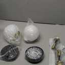 BYOLIIMA Industrial Mid Century Wall Sconce Set of 2 with White Globe Glass Shades Modern Bathroom Vanity Wall Lamp Black and Gold Finished Wall Light Fixture