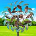 360 Wind Spinners Outdoor, Wind Sculptures Windmill with Metal Stake, Kinetic Large Metal Yard Art Decor Spinners Pinwheels for Garden Outside Patio Lawn (Green+brown)