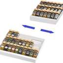 Expandable Metal Spice Drawer Organizer, 3-Tier Slanted Seasoning Jars Tray for Kitchen Cabinet Drawers Insert/Countertop (Jars not included)- 3Tier, 2packs/White