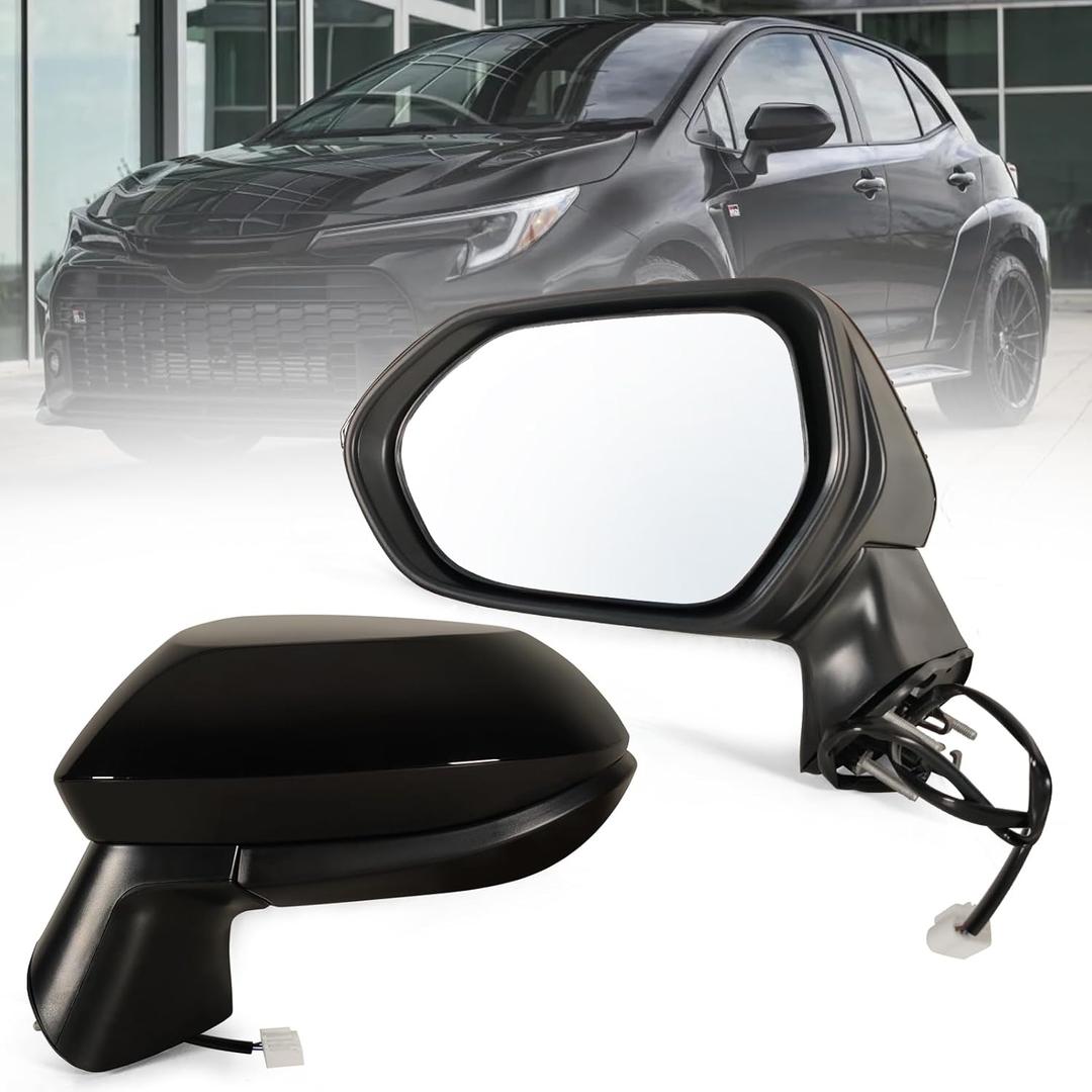 Left Driver Side Mirror Compatible With 2019 2020 2021 2022 2023 2024 2025 2026 Toyota Corolla Sedan With Power Glass With Power Glass Match Black Replace#8794006800(3Pins)