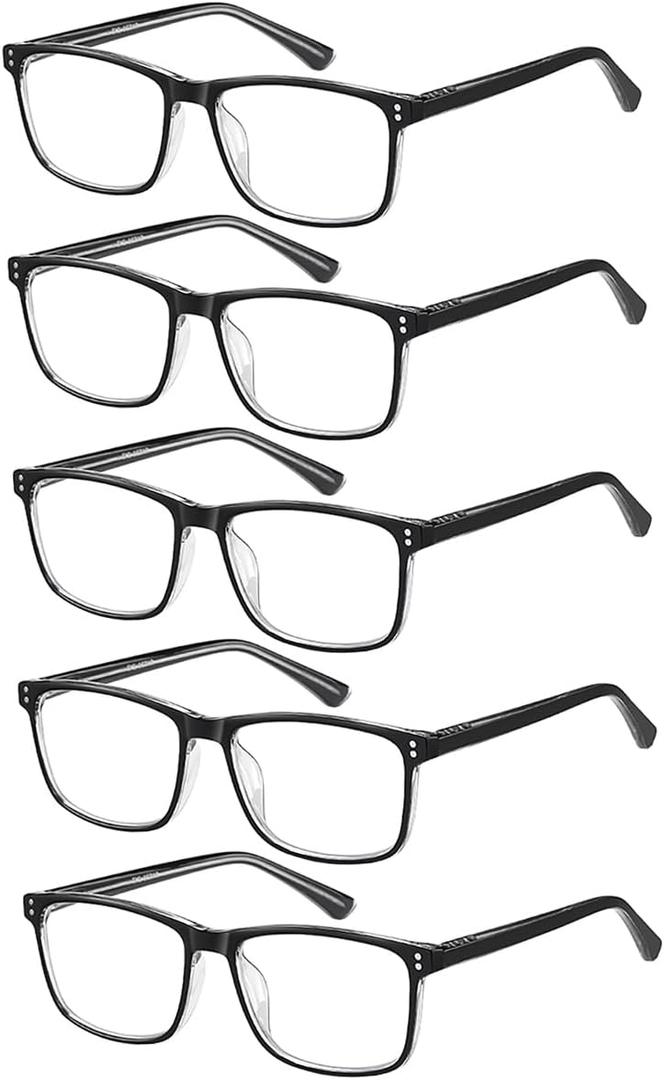 NORPERWIS Reading Glasses 5 Pairs Quality Readers Spring Hinge Glasses for Reading for Men and Women (5BLACK, 5.00)