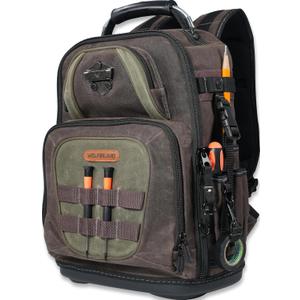 WELKINLAND 36-Pockets Electrician Backpack, Hard-Based HVAC Backpacks, Waxed-Canvas Technician Backpack, Heavy-Duty Tool Backpacks For Men