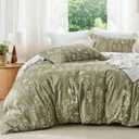 Bedsure Queen Comforter Set - Olive Green Bed Set, 3 Pieces Cute Floral Bedding, 1 Soft Reversible Botanical Flowers Comforter and 2 Pillow Shams
