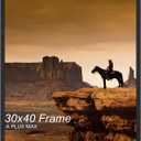A PLUS MAX 30x40 Picture Frame, Black Engineered Wood Frame for 30 x 40 Inch Picture Poster Photo, Light Weight 30 by 40 Frame with Wood-grain for Wall - 1 Pack/Black/30 x40