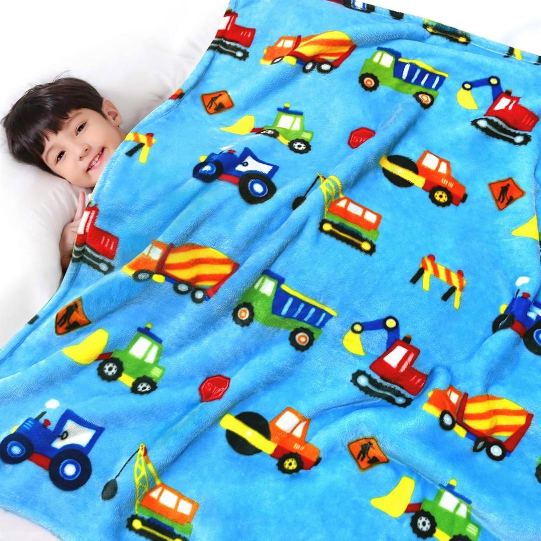 Lukeight Construction Toddler Blanket Gifts for Boys and Girls, Plush Truck Throw Blanket for Kids, Thick and Warm Boys Blanket for Teens Birthday (Construction, 50x60 Inches)
