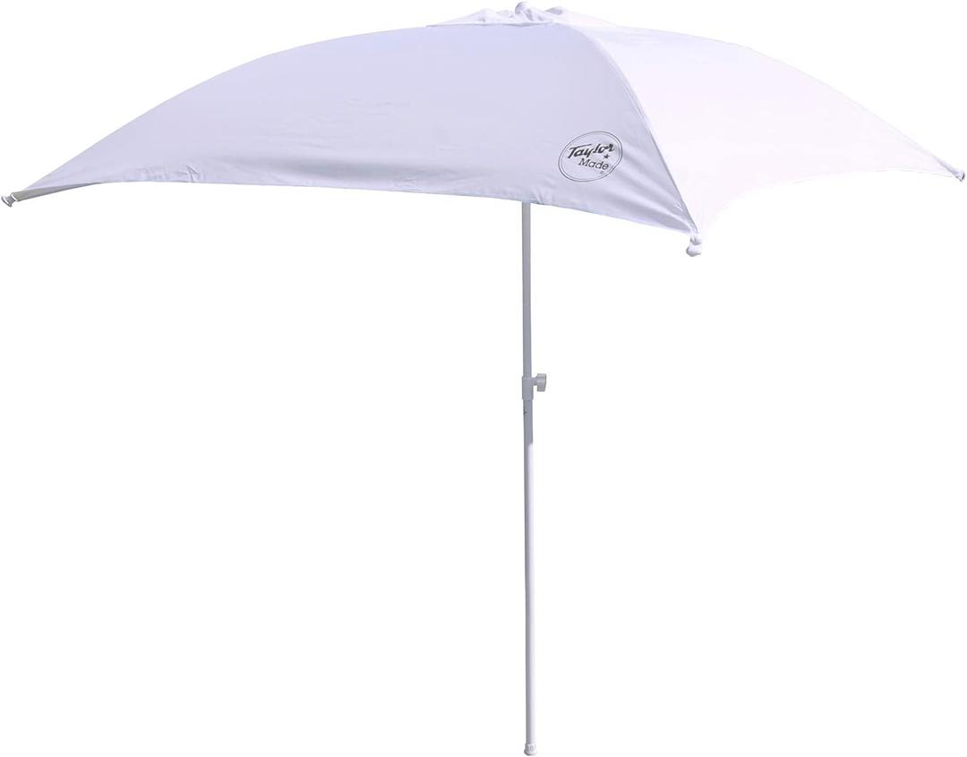 Taylor Made Anchorshade III Boat Shade, White, 6' x 6', Adjustable Aluminum Pole to 8 Feet, UV-Treated Fade-Resistant Nylon, Market-Style Top, Carrying Case, Fits Most Boats and Benches 22042