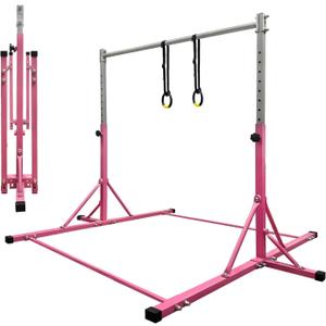 Gymnastics Kip Bar for Kid and Teenage Ages 3-18, 5.2FT Base Length, Adjustable Height from 3FT to 4.8 FT Height,Foldable Gymnastic Training Equipment for Home and Club Use