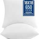 puredown 18x18 Pillow Inserts, Fluffy Plush Square Form Sham Stuffer Set of 2, Down Alternative Throw Pillows for Couch, Sofa, Bed and Home Decor