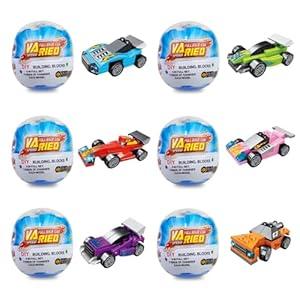 Anditoy 6 Pack Prefilled Easter Eggs with Racing Cars Building Blocks Toys Inside for Kids Boys Girls Teens Easter Basket Stuffers Gifts