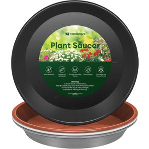 Maygrove 4 Pack Plant Saucer, 8 10 12 inch Plant Saucers for Indoor, Heavy Duty Plastic Plant Trays for pots, Grow Bags, Bird Baths, Flower Drip Trays for Indoor and Outdoor Uses (12", 4 Colors)