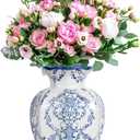 Chinoiserie Ceramic Vase,Blue and White Vase,Vintage Vases,Flower Vase for Centerpiece,Chinese Cute Vases for Living Room, Office,Home Decor,French Country Decor (Blue White, Small)