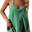 Women Sleeveless Athletic Dress Mini Dress Spaghetti Strap Sundress with Shorts (Small, Green)