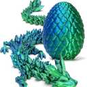 Zobetro 3D Printed Dragon Easter Basket Stuffers Surprise Egg,Articulated Crystal Dragon in Egg,Executive Dragon Fidget Desk Toys,Christmas Decorative Easter Egg Fillers Gifts for Boys Kids (Green)