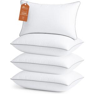 Sasttie Firm Pillows Standard Size Set of 4, Full Size Bed Pillows for Side, Back, and Stomach Sleepers - Oeko-Tex Certified Down Alternative Plump Filling - Hotel Quality and Machine Washable, 4 Pack