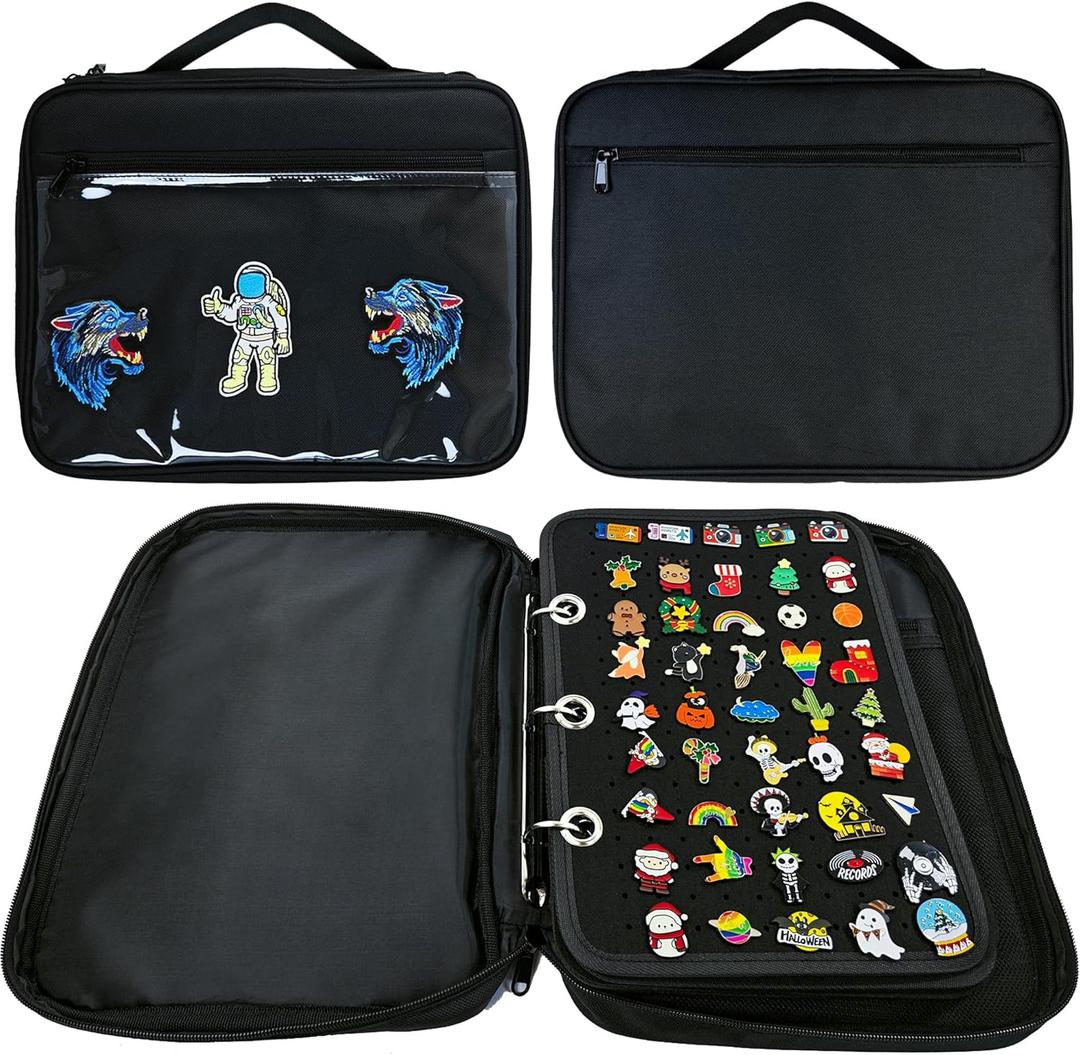 Black 6 Binder Enamel Pin Display Bag,Pin Books For Collectors,Pins Board Storage Organization Box Can Holds Pins, Brooches,Paper Clips,Sports medal.(Black 6 Binder,Without Accessories)