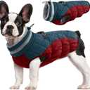 FUAMEY Dog Coat for Small Dogs,Waterproof Dog Winter Jacket with Harness Built in Puppy Cold Weather Coats Reflective Pet Vest with Zipper Warm Fleece Dogs Snowsuit Windproof Dark Blue S