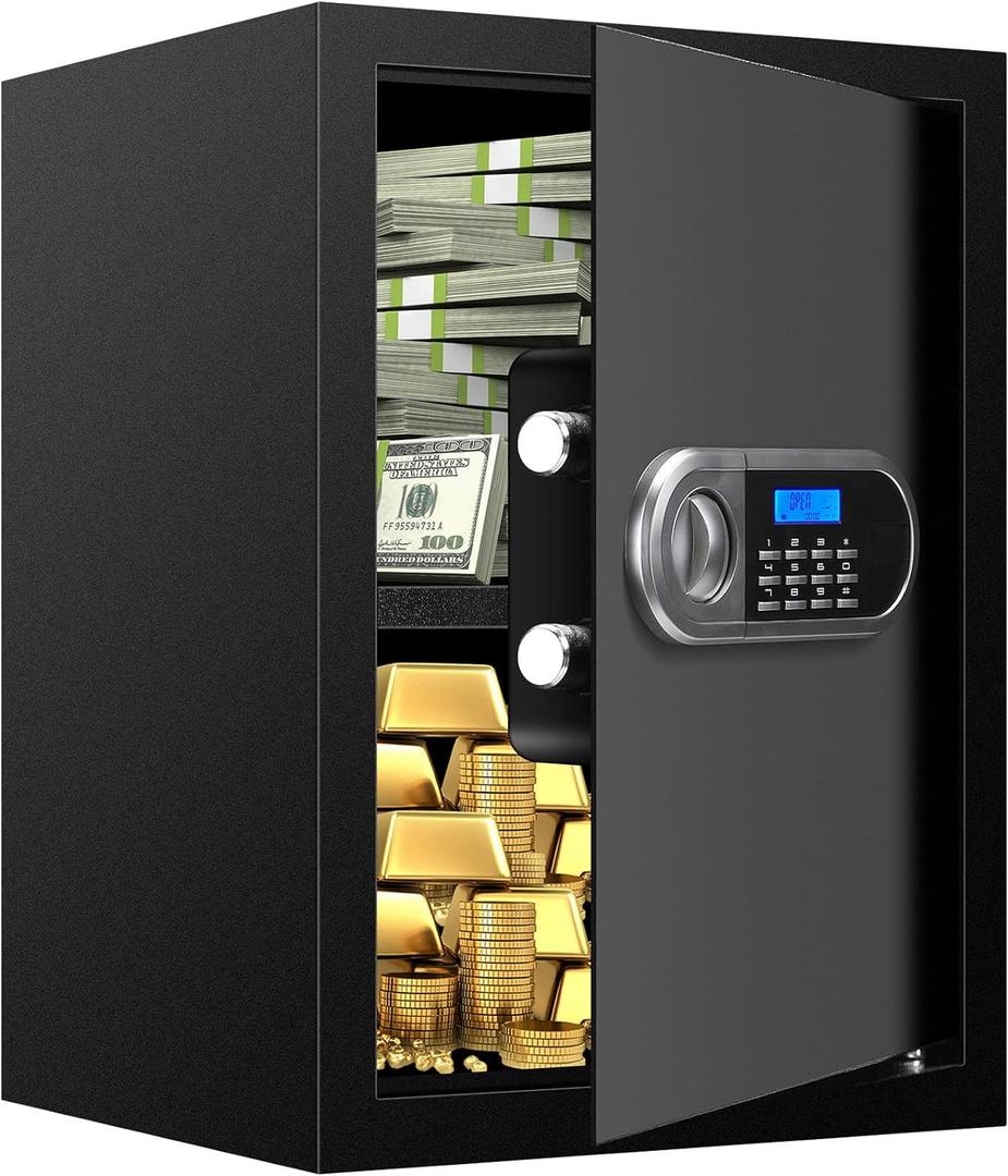 3.0 Cuft Large Safes for Home Use Fire and Water Proof, Anti-Theft Digital Security Safe Box With Programmable Keypad & Spare Keys, Home Safes Water and Fireproof for Documents Money Valuables (2.8 Cubic Feet)