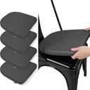 SINOSSO Modern Faux Leather 14" Metal Chair Cushions Set of 4, Leathaire Magnetic Chair Pads for Dining Kitchen Cafe Bistro Stackable Chairs (U-Shape, Black, 4)